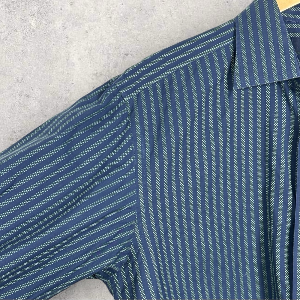 Ted Baker Blue Striped Collared Long Sleeve Cotton Dress Shirt Size 16 Mens Top - Picture 7 of 10
